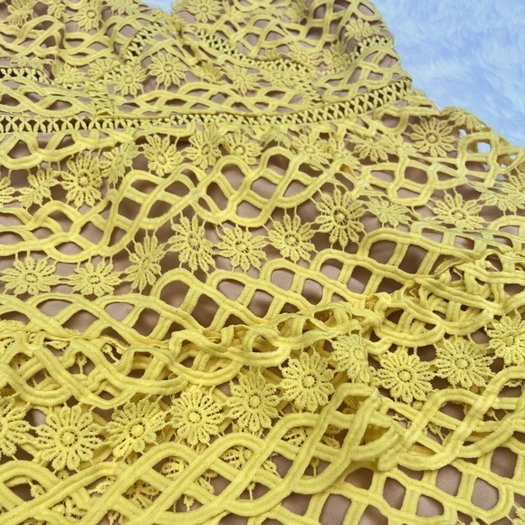Lulu’s Beauty and Lace Yellow Crochet Mini Dress - Picture 6 of 9
